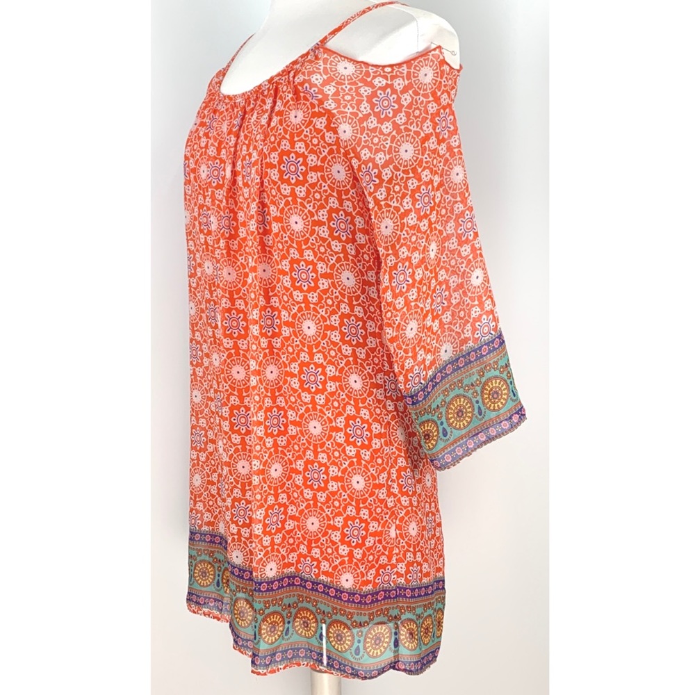 GB Girl Orange Lightweight Geometric Cold Shoulder Dress Youth size X-Large - Picture 8 of 15